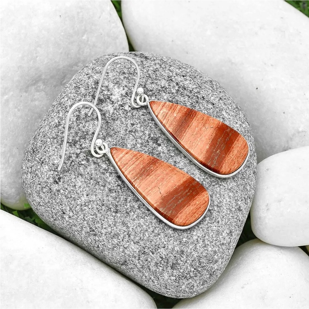 Snake skin Jasper earrings - Picture 4 of 6